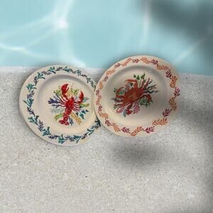 Sigrid Olsen Melamine Dinner Plates Lobster Crab 8" Set Of 4 New